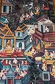 Bangkok Wat Pho, mural paintings of the vhian of the Reclining Buddha. 